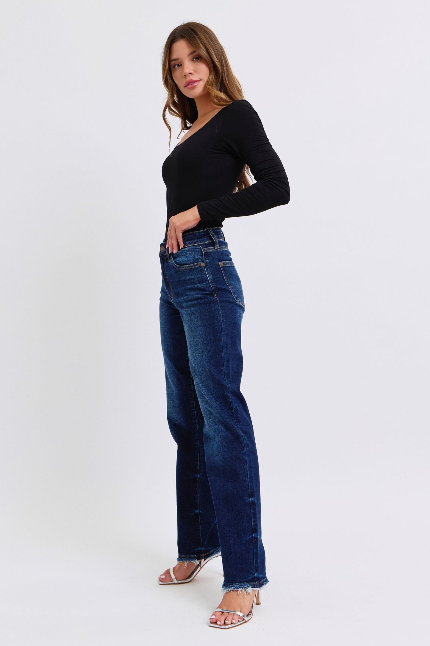 Judy Raw Hem Straight Leg Jeans
