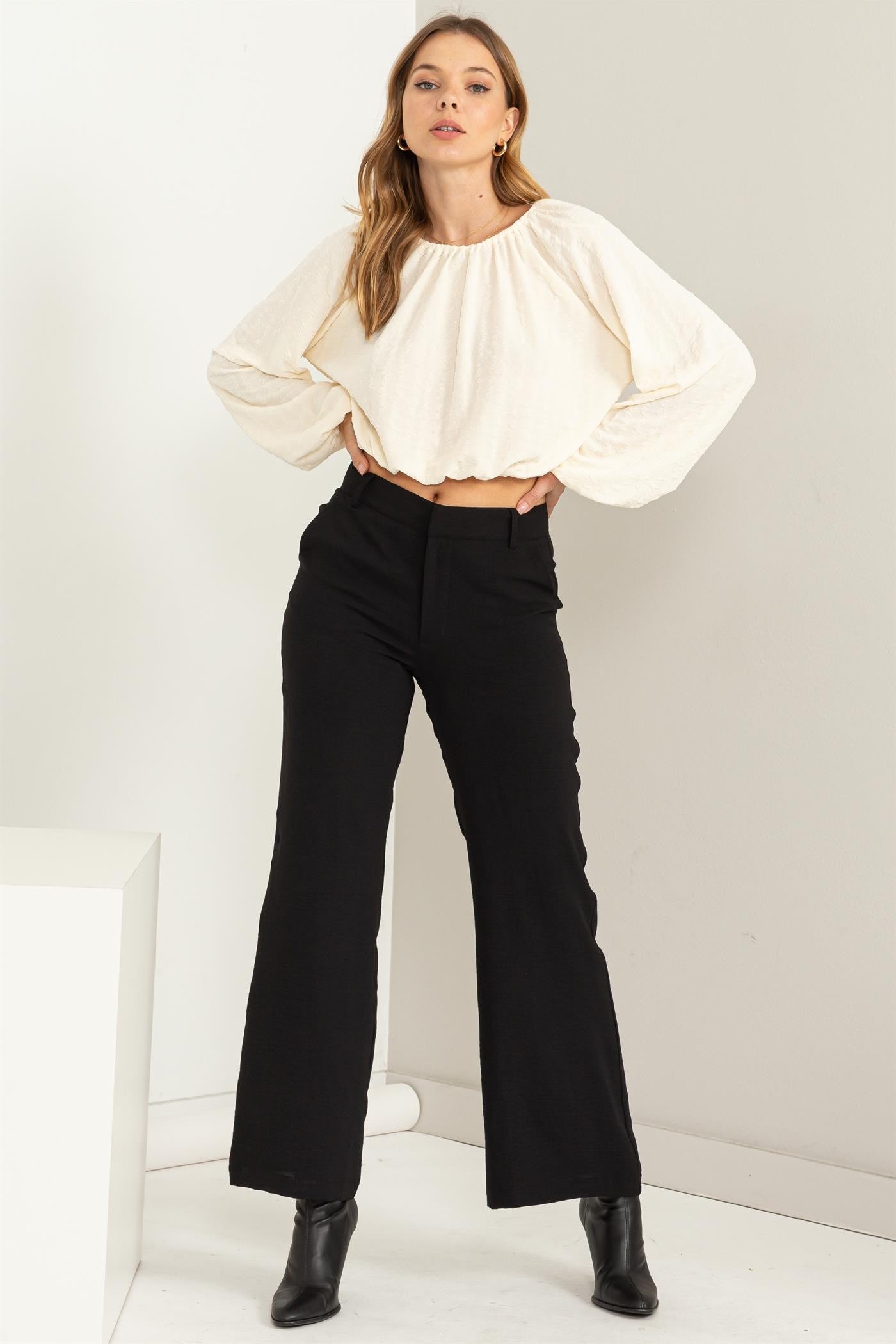 Undeniable Ivory Bubble Crop Top