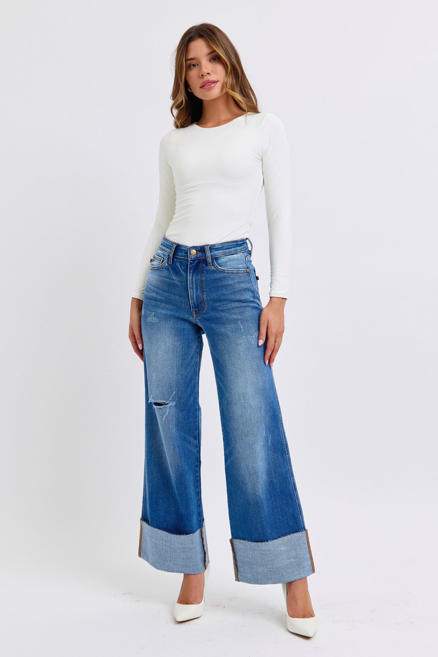 Judy Cuffed Wide Leg Jean