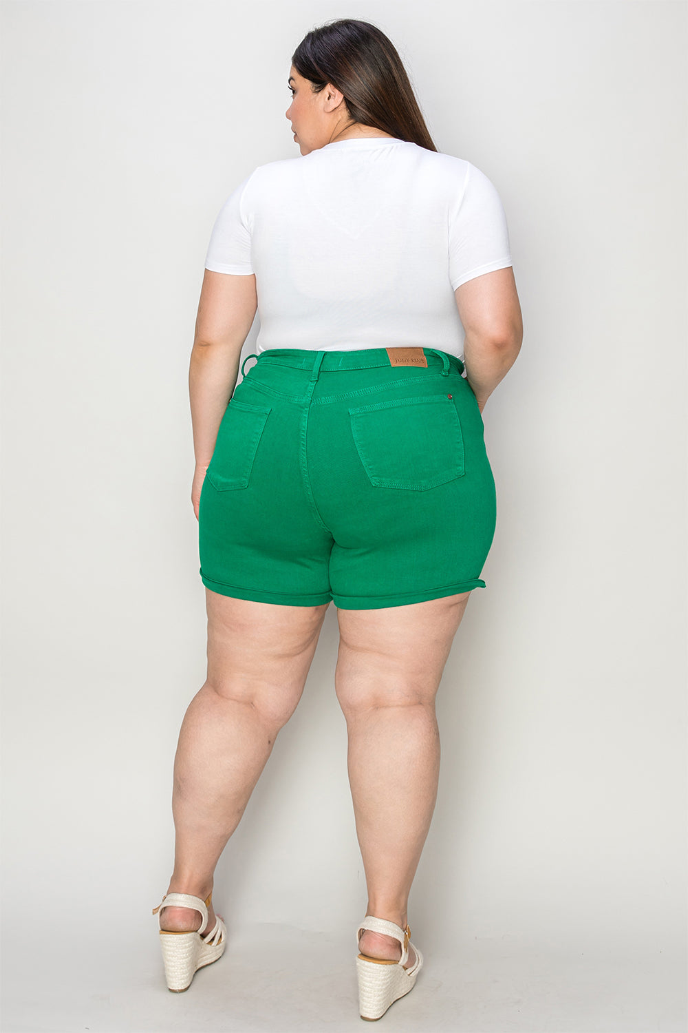 Tummy Control Color Denim Shorts