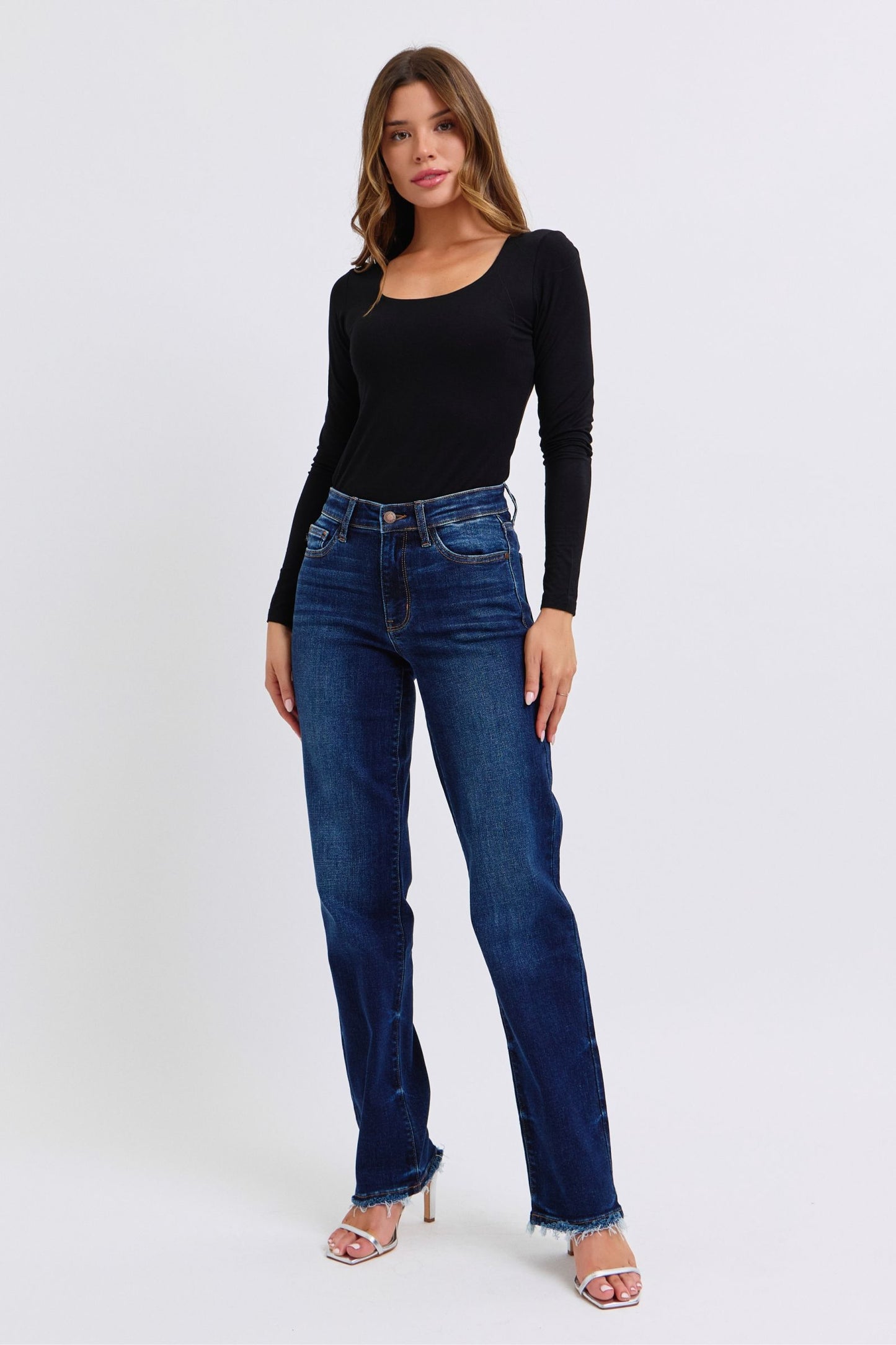 Judy Raw Hem Straight Leg Jeans