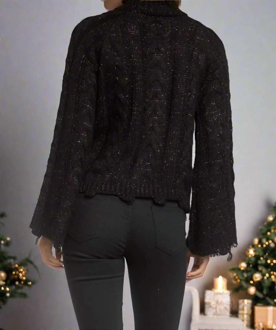 Bell Sleeve Mock Neck Sweater