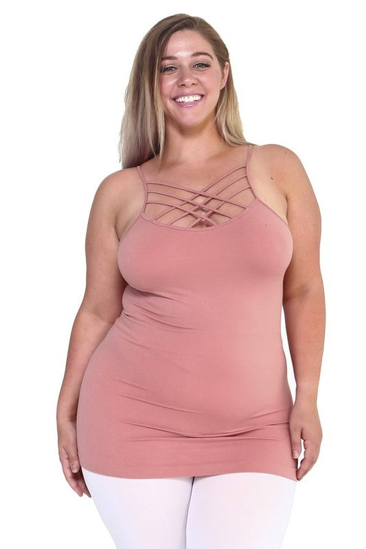 Plus Seamless Triple Criss-Cross Front Cami