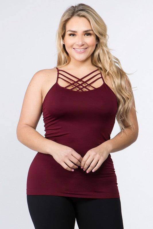 Plus Seamless Triple Criss-Cross Front Cami