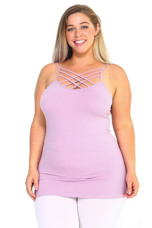 Plus Seamless Triple Criss-Cross Front Cami