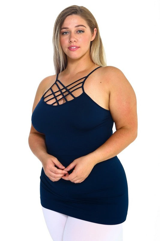 Plus Seamless Triple Criss-Cross Front Cami