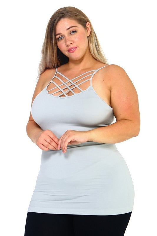 Plus Seamless Triple Criss-Cross Front Cami