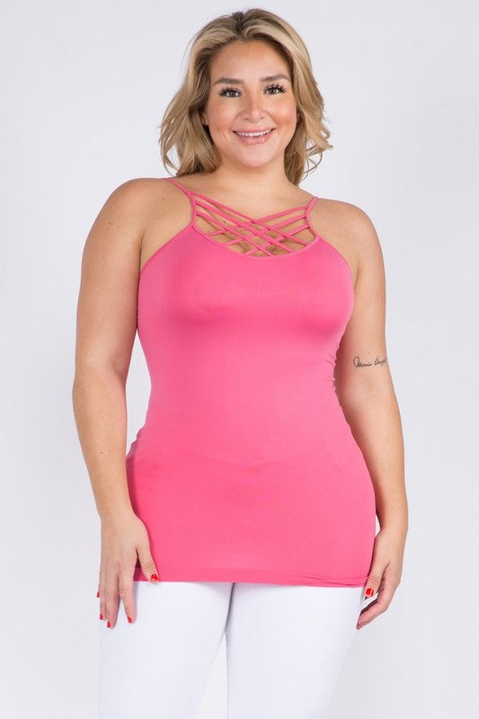 Plus Seamless Triple Criss-Cross Front Cami