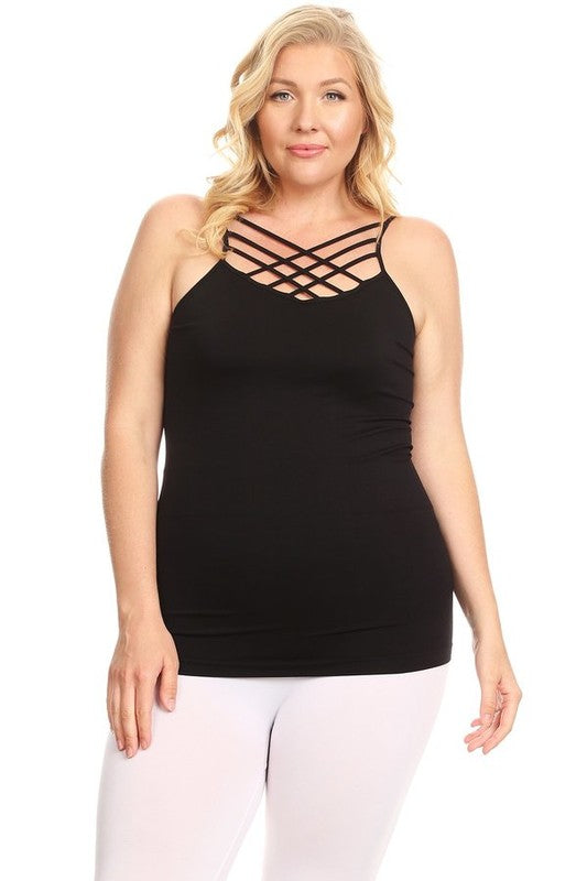 Plus Seamless Triple Criss-Cross Front Cami