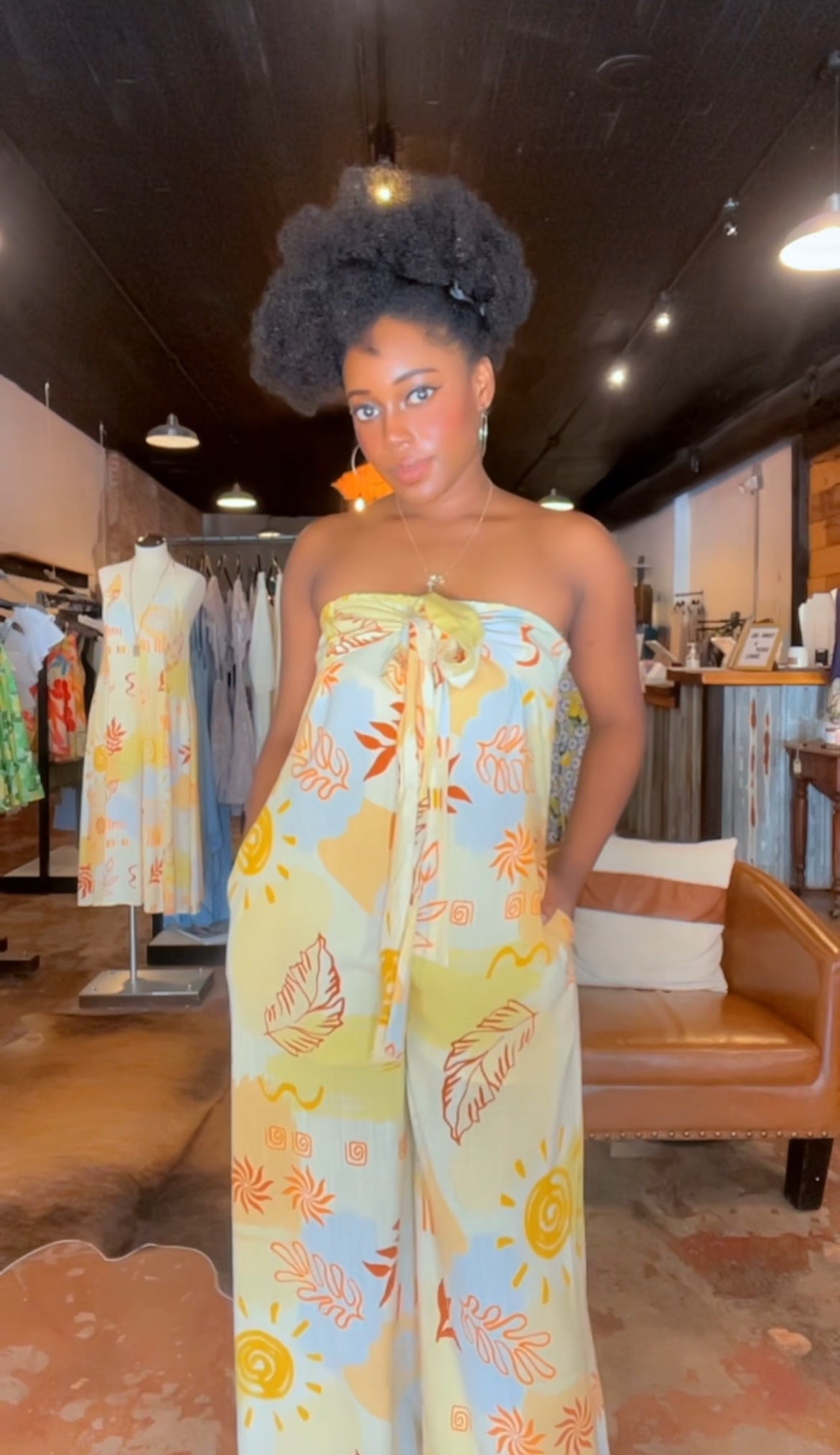 Leave Me Alone Leaf Print Jumpsuit