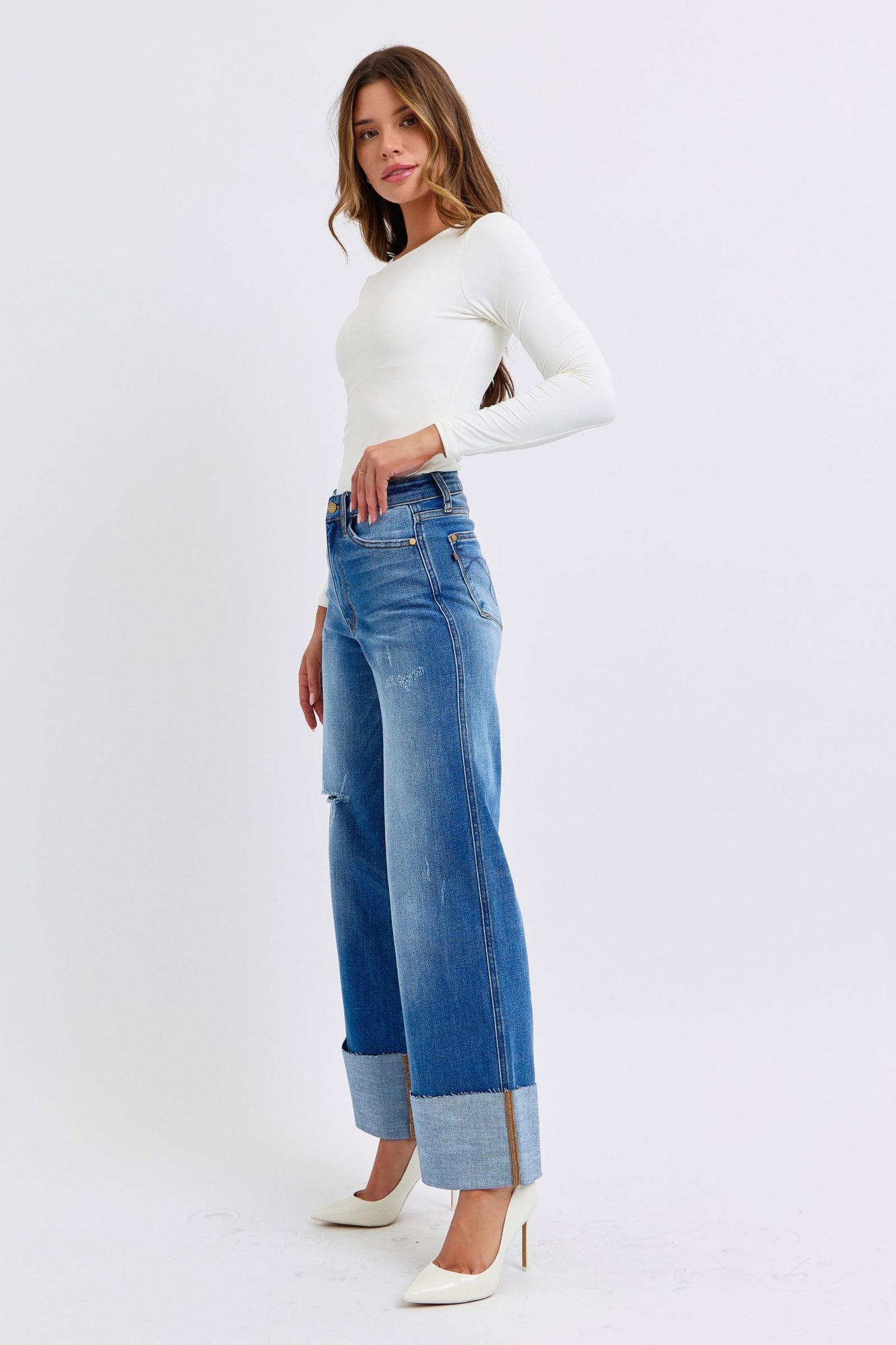 Judy Cuffed Wide Leg Jean