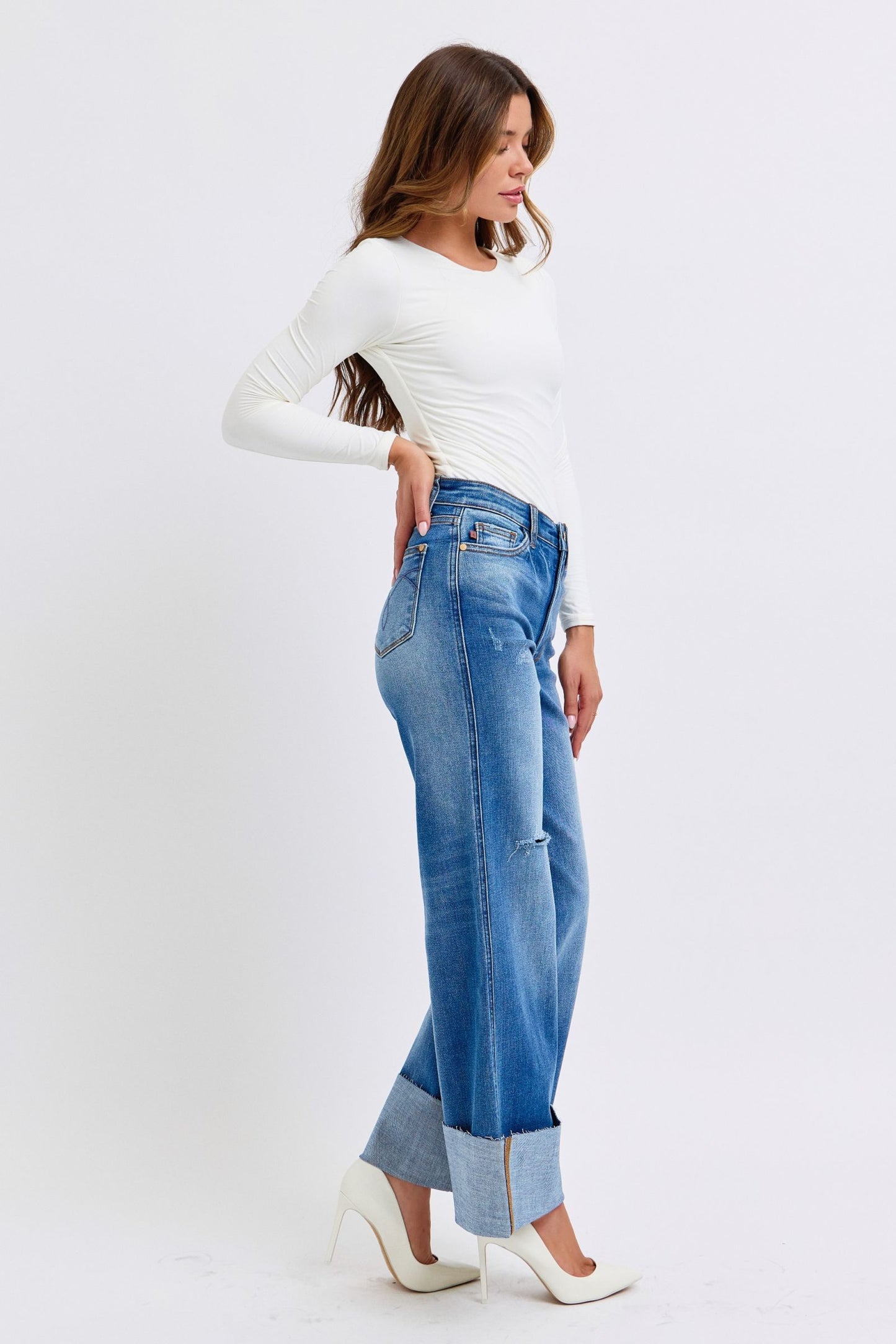 Judy Cuffed Wide Leg Jean