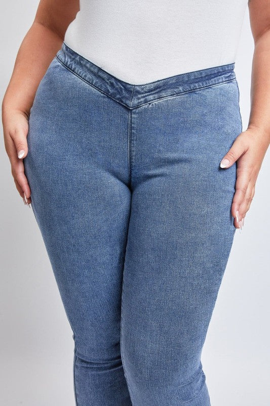 Plus V Front Pull On Jeans