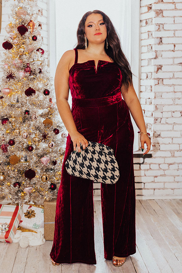Heck Yes Burgundy Velvet Jumpsuit