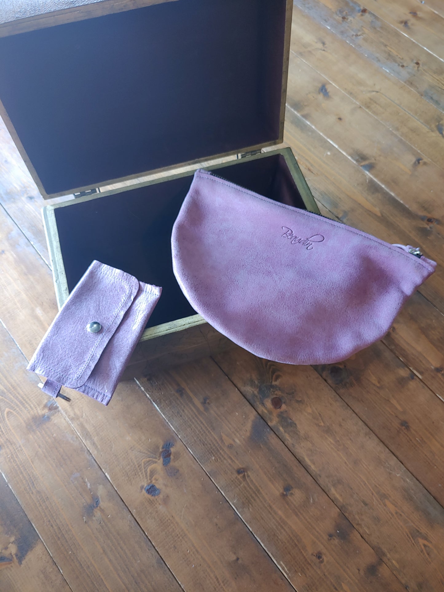 Lavender Crescent Leather Clutch