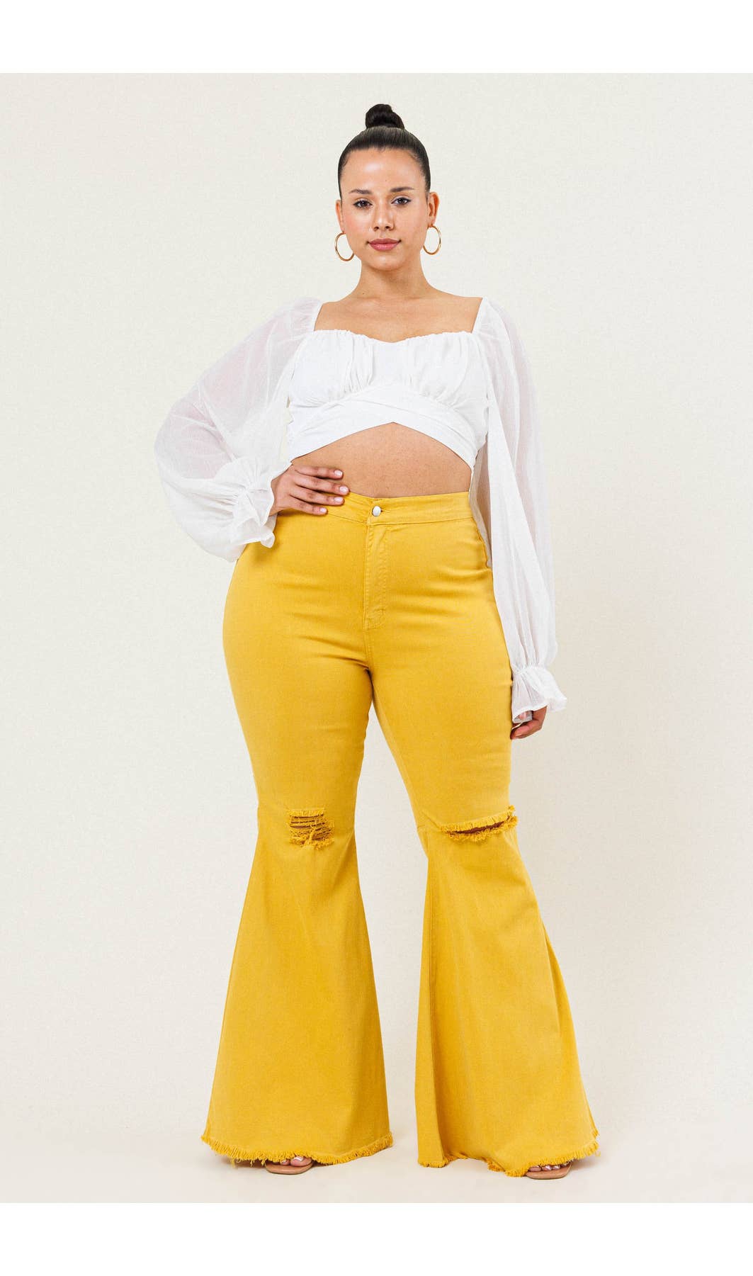 Bella Mustard Flare Jeans