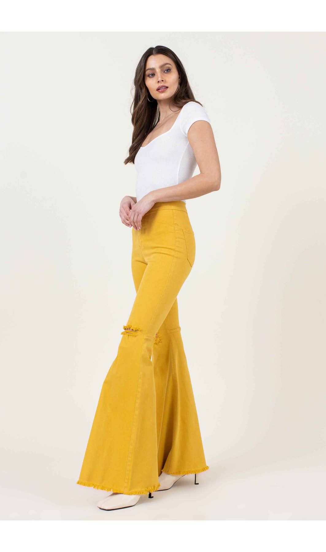 Bella Mustard Flare Jeans