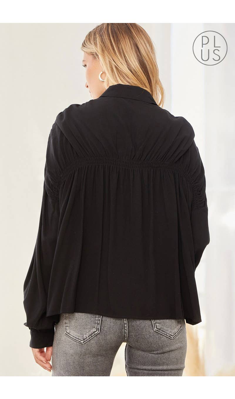 Bali Gathered Button Down Blouse
