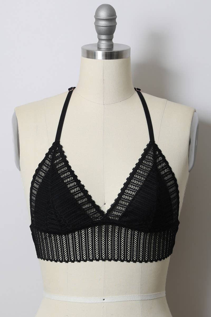 Ribbed Lace Boho Racerback Bralette