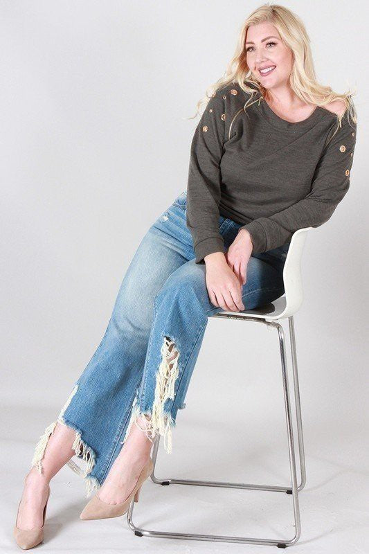 So Distressed Ankle Wide Leg Jean