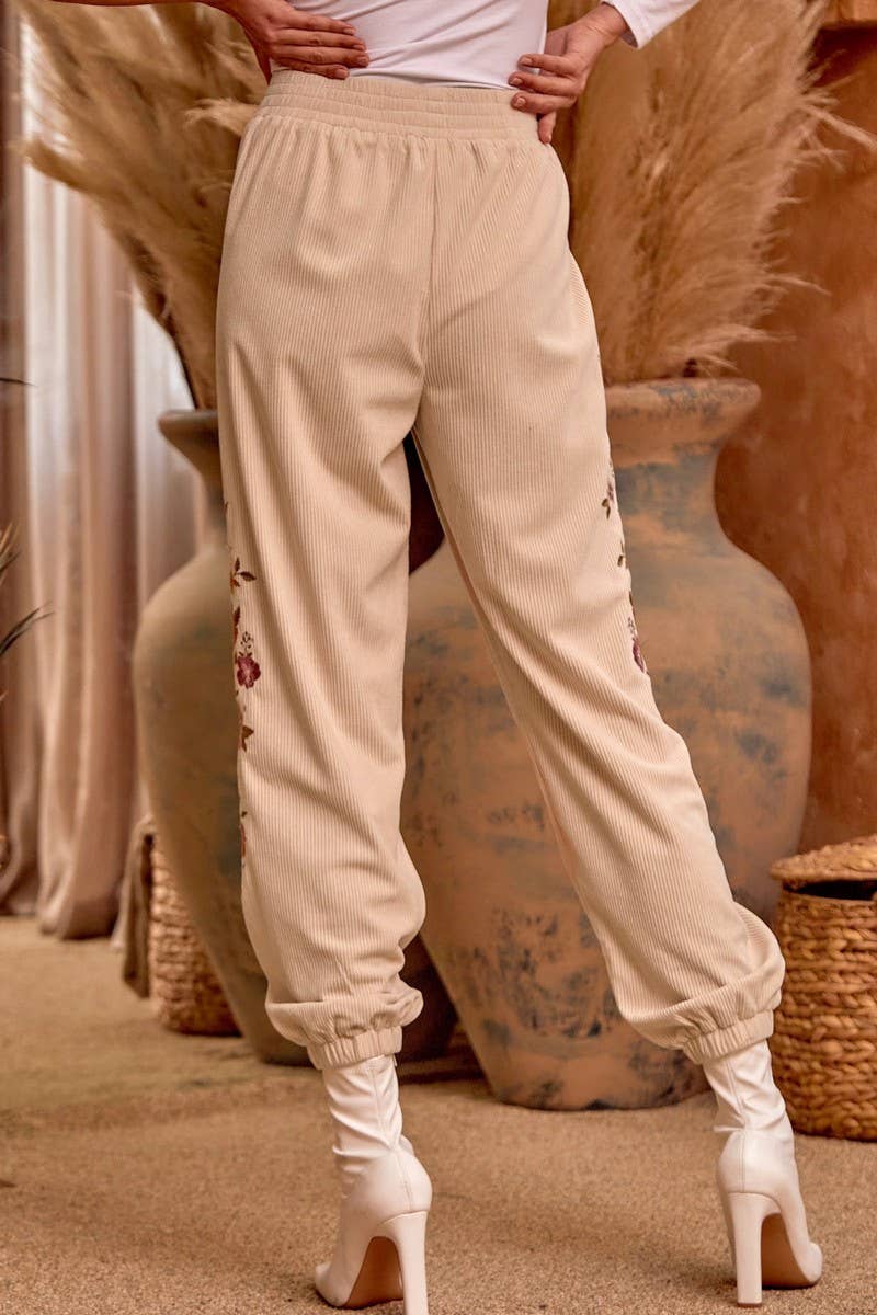 Embroidery Corduroy Joggers