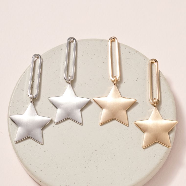 Star Chain Linked Dangling Earrings