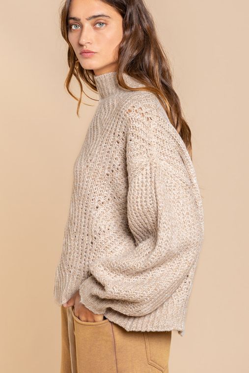 Wheat Slit Back Sweater