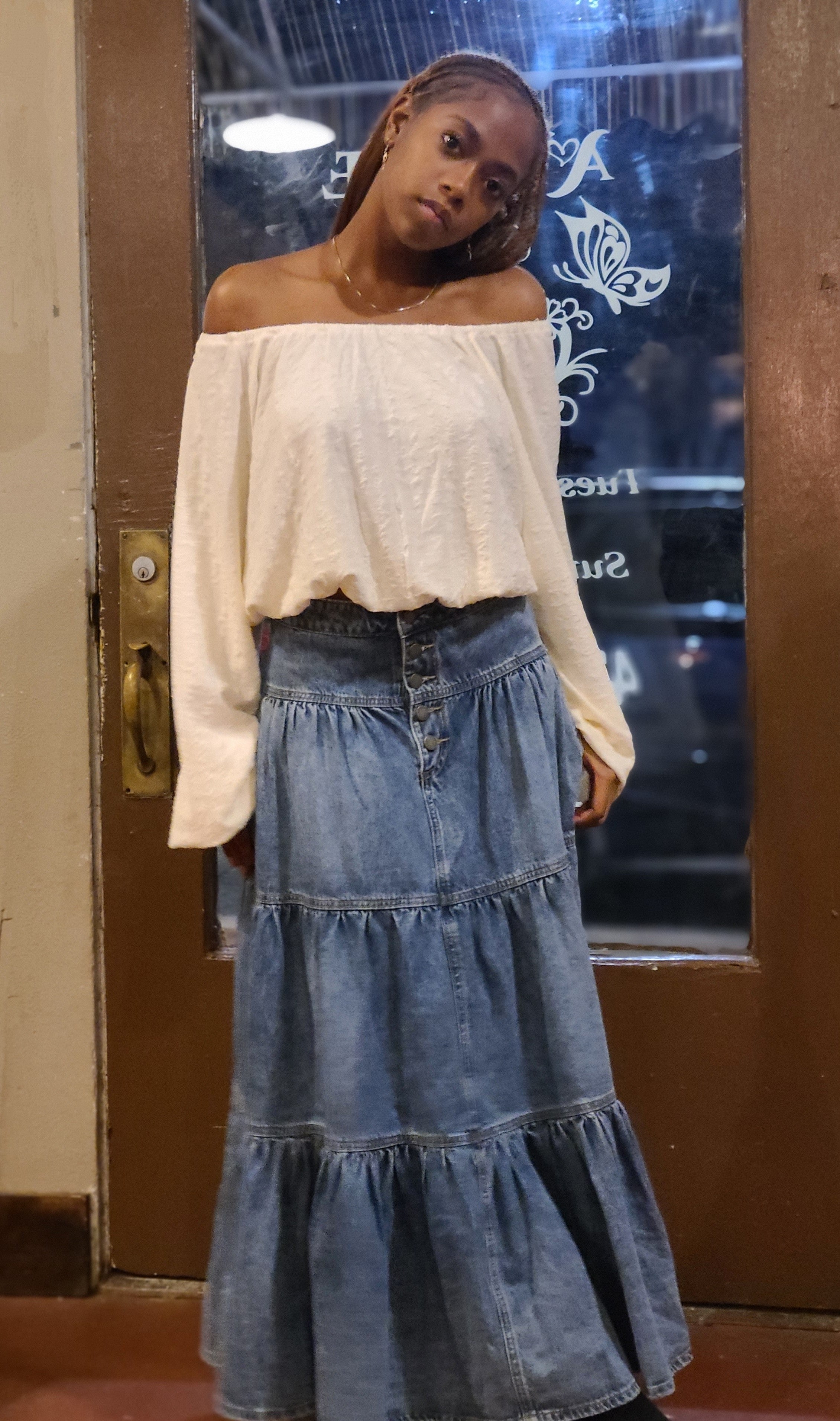 Free Flow Denim Skirt AmoreUniquelyMe