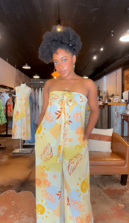 Leave Me Alone Leaf Print Jumpsuit