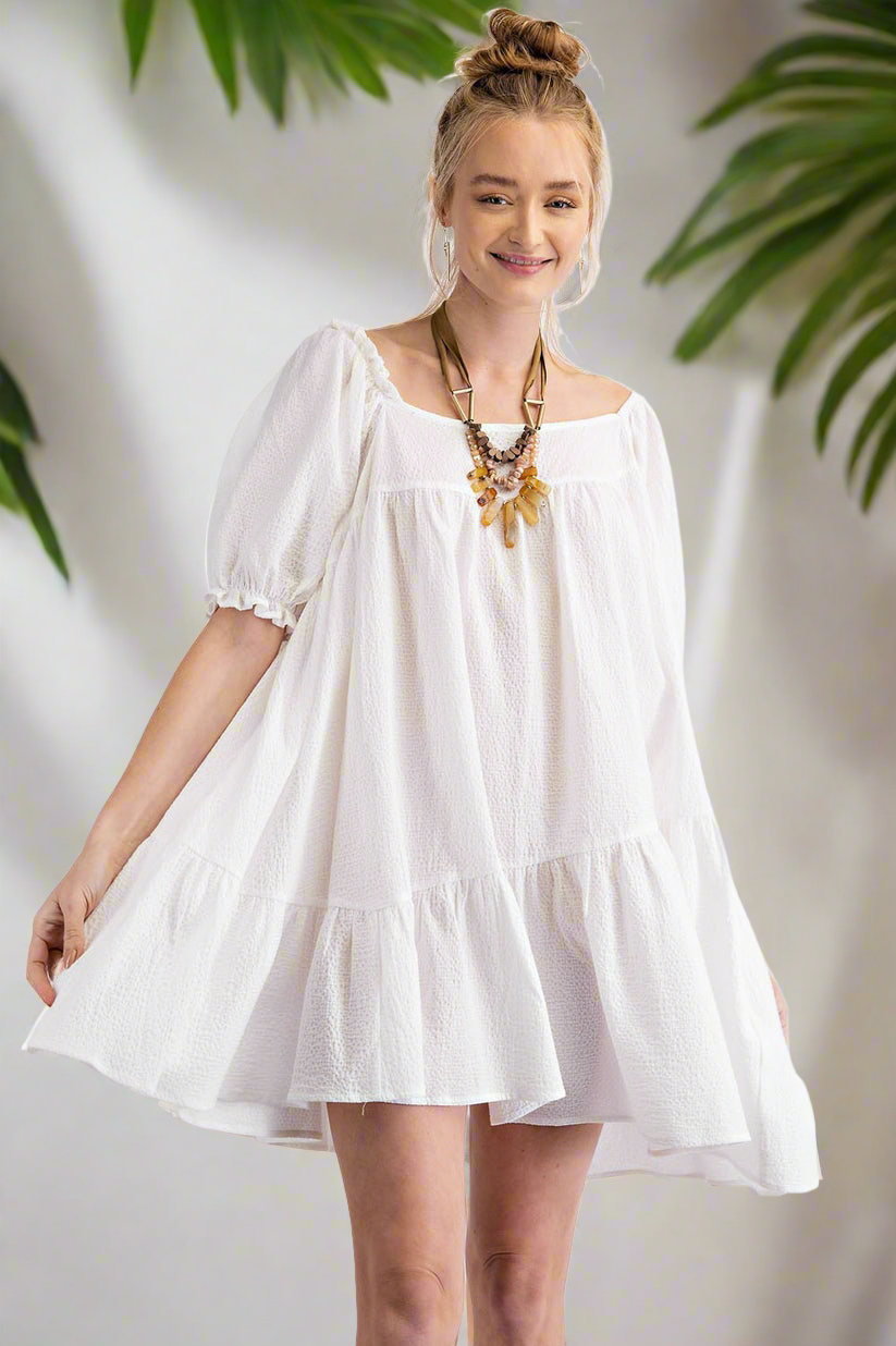 Hannah Asymmetric White Dress