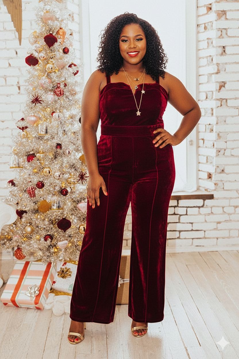 Heck Yes Burgundy Velvet Jumpsuit