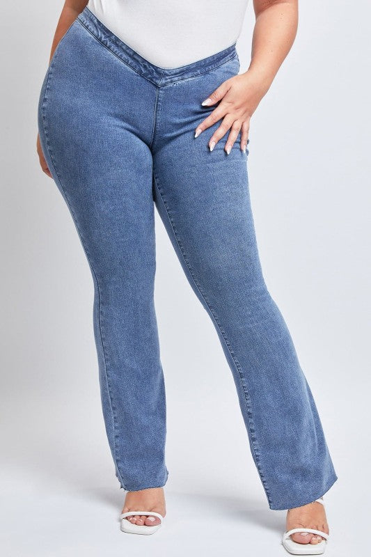 Plus V Front Pull On Jeans