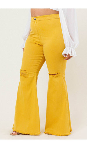 Bella Mustard Flare Jeans