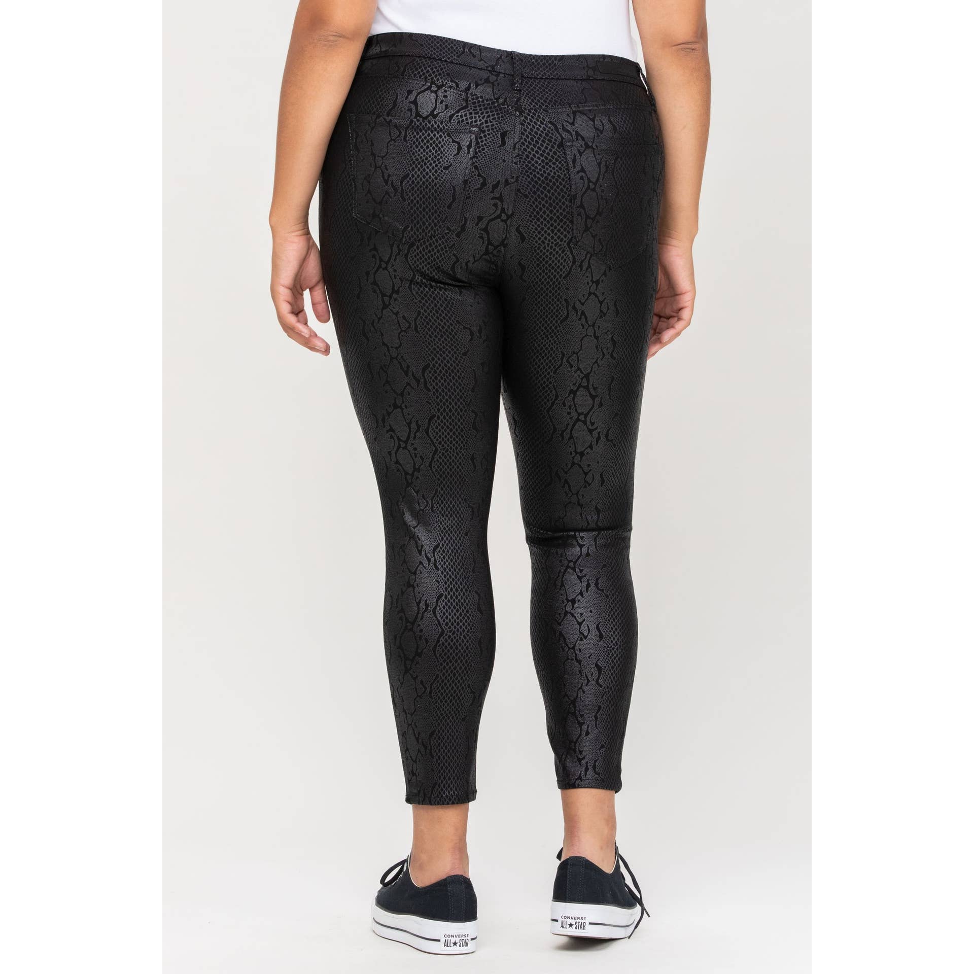 Black Leather Snake Pant
