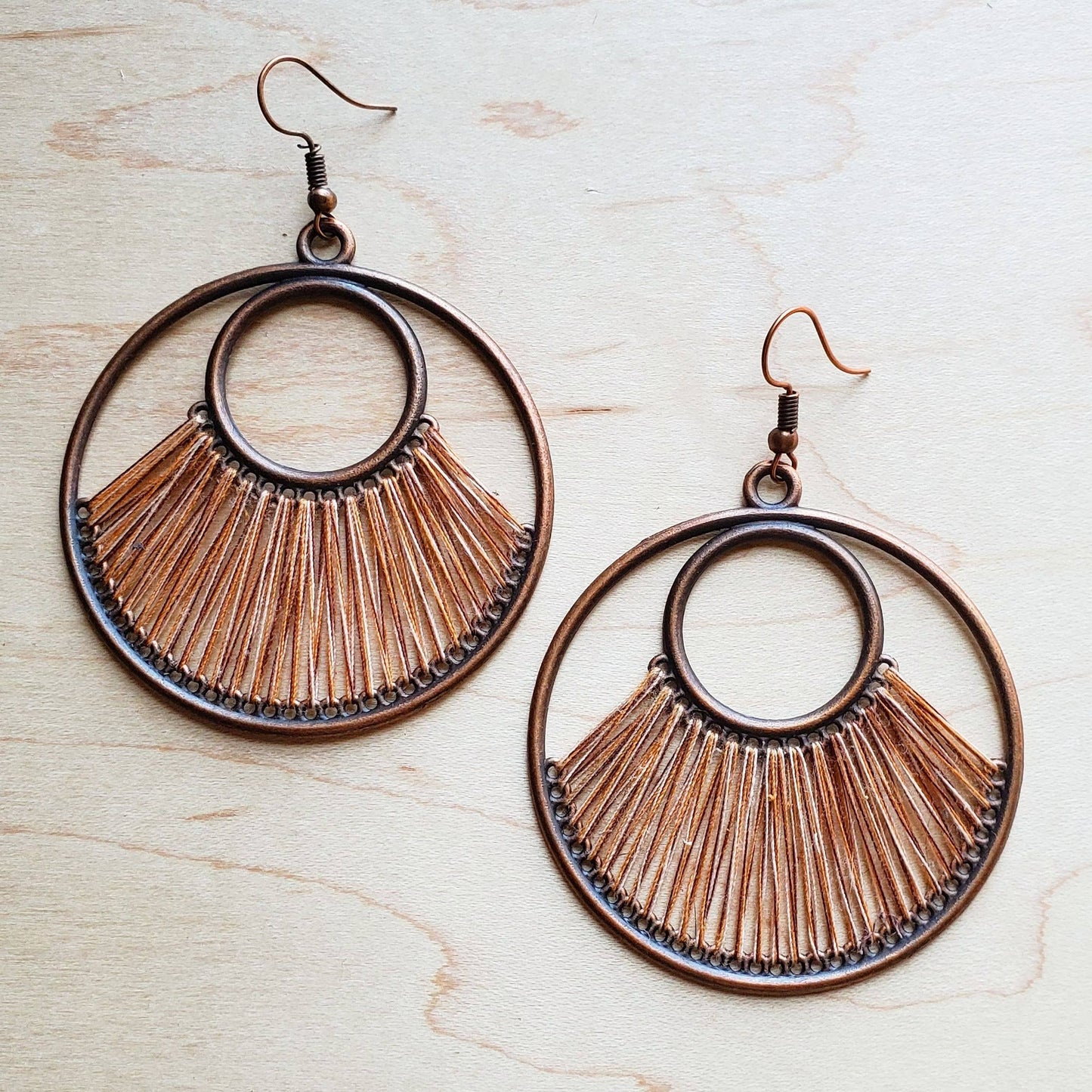 Terra Cotta Fan Woven Hoop Earrings