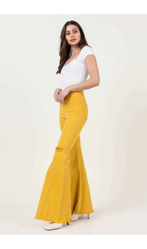 Bella Mustard Flare Jeans