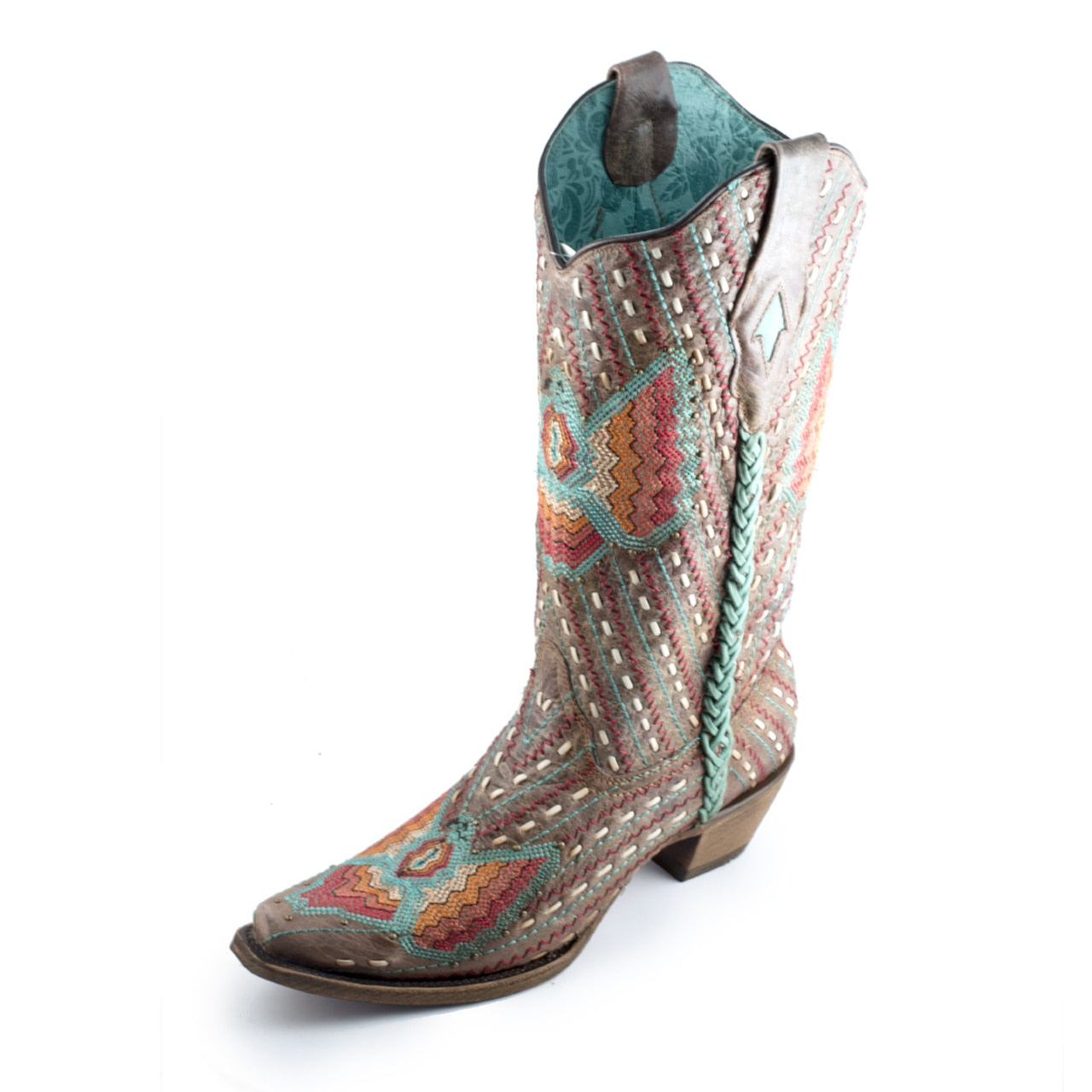 Corral Turquoise/Brown Lamb Western Boot