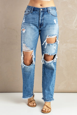 Frayed Hem Distressed Jeans