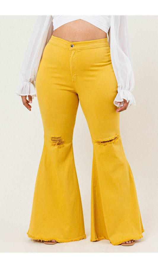 Bella Mustard Flare Jeans