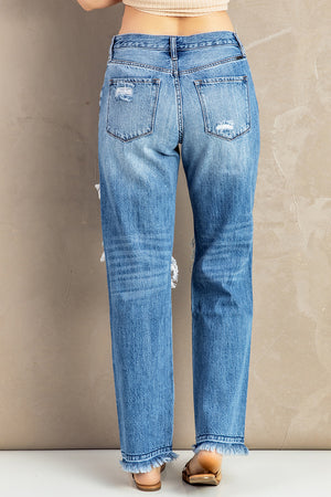 Frayed Hem Distressed Jeans