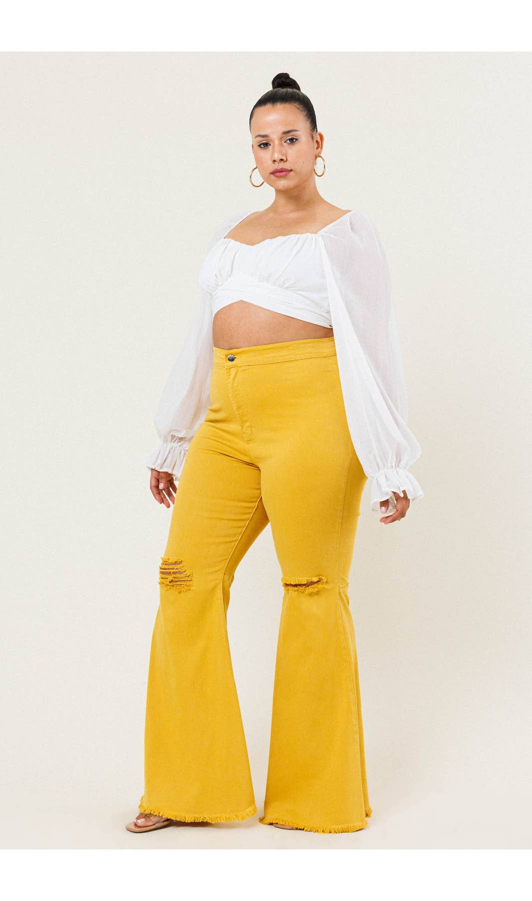 Bella Mustard Flare Jeans
