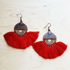 Red Fan Tassel Earrings 224L