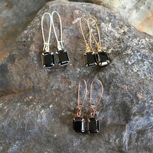 Black Vintage Swarovski Crystal Earrings - Copper