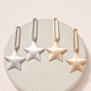 Star Chain Linked Dangling Earrings