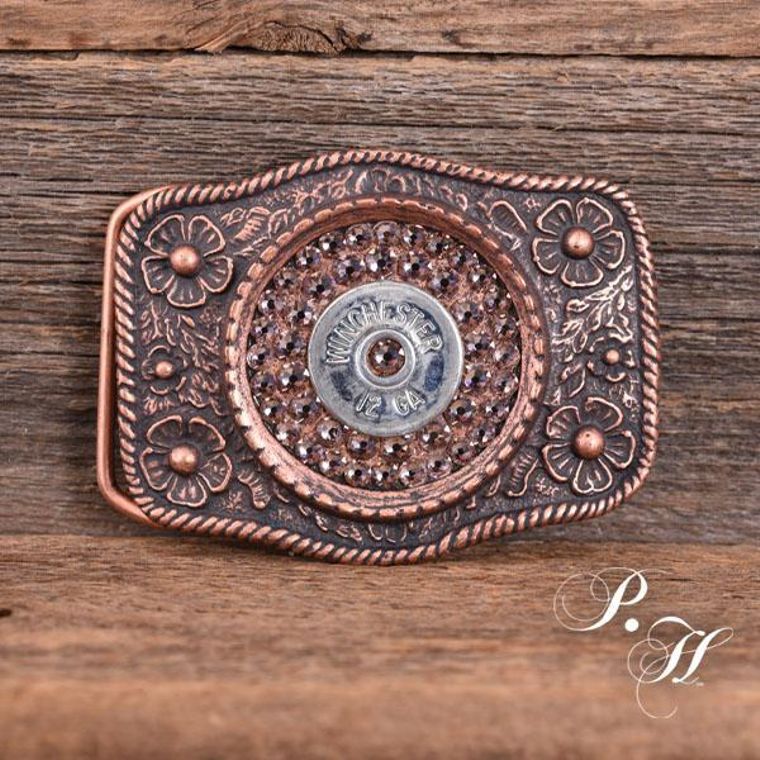 'Floral' 12 Gauge & Clear Crystal Buckle