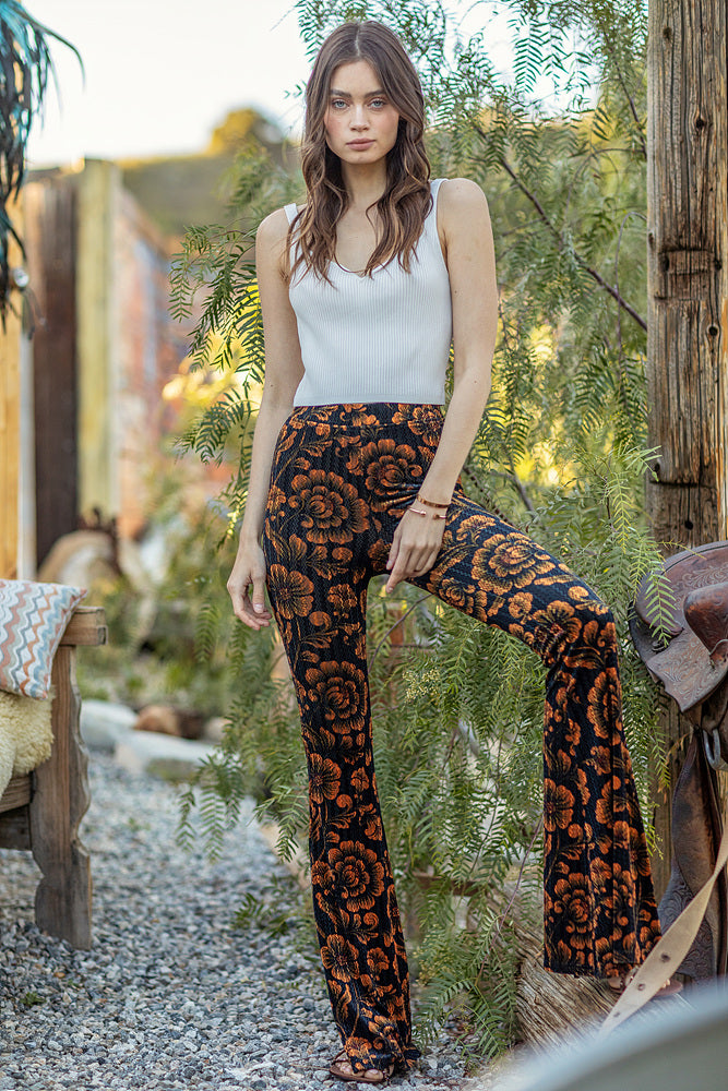Velvet Rose Flare Pants